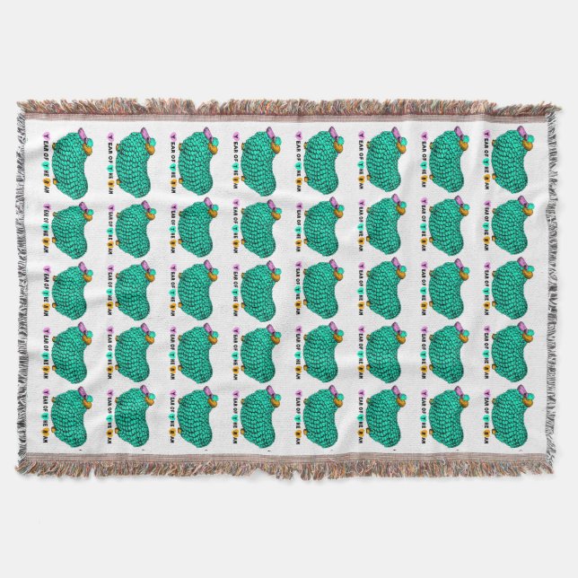 Green Ram Chinese Year Zodiac Throw Blanket (Front)