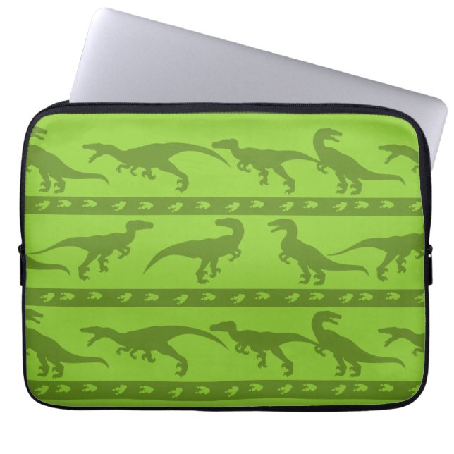 Green Raptor Pattern Laptop Sleeve (Front)