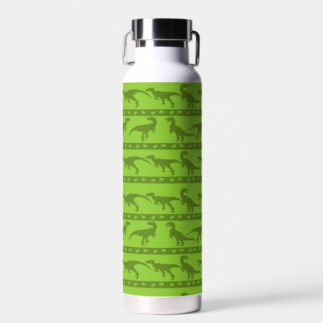 Green Raptor Pattern Water Bottle (Front)