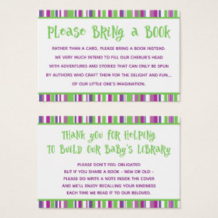 Green & Raspberry Stripes Baby Shower Book Request