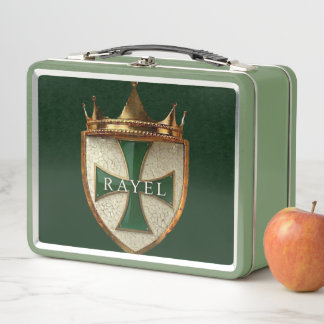Green RayEl Crest Metal Lunch Box