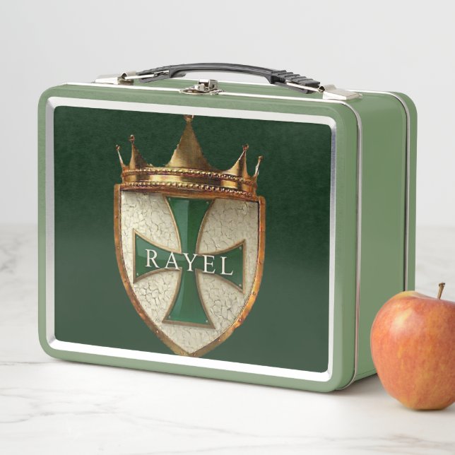 Green RayEl Crest   Metal Lunch Box (In Situ)