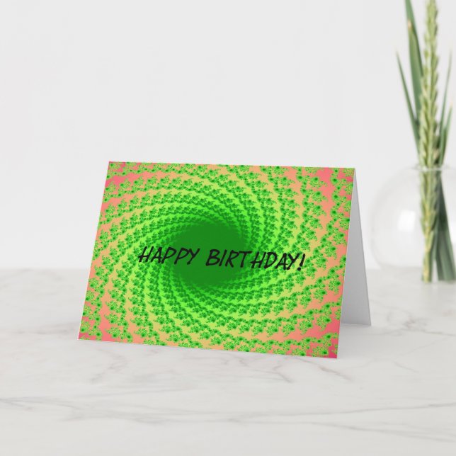 Green Rays, Abstract Birthday Digital Art Card (Front)