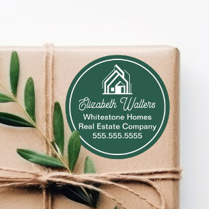 Green Real Estate Company Customised Realtor Classic Round Sticker