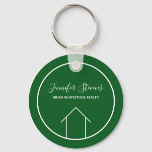 Green Real Estate Company Modern Custom Realtor Key Ring