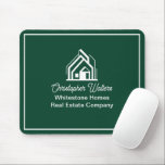 Green Real Estate Company Personalized Realtor Mouse Mat<br><div class="desc">This professional realtor mousepad is custom made with your real estate company name under the modern cursive script for an open house. These chic custom green realty business promotional items feature a house logo image for home builder or realty agent company marketing.</div>