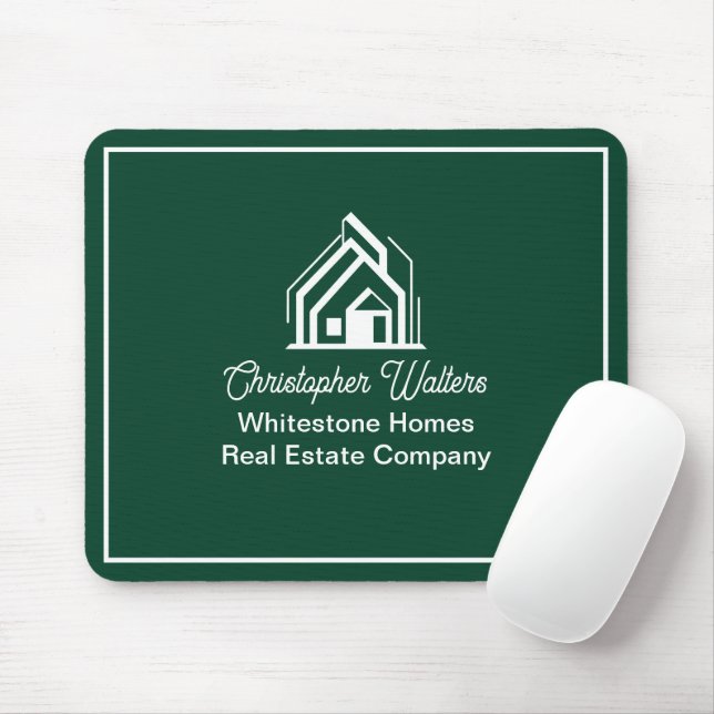 Green Real Estate Company Personalized Realtor Mouse Mat (With Mouse)