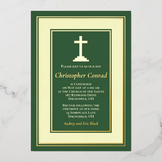Green Real Gold Foil Catholic Confirmation (Front)