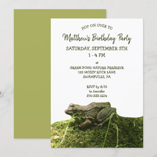 Green Realistic Frog Photo Custom Party Invitation