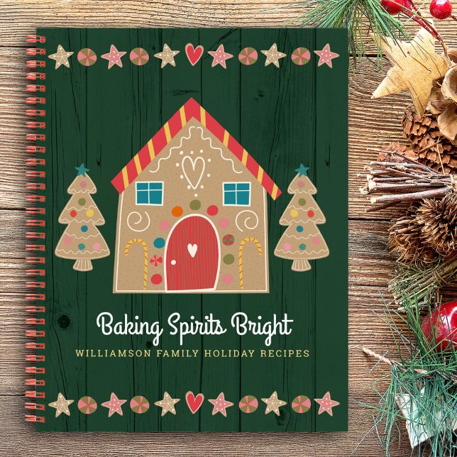 Green Recipe Cookbook Gingerbread Rustic Wood Cute Notebook (Creator Uploaded)