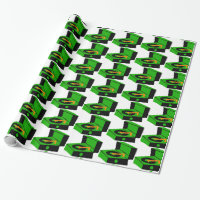 Green Record Player Houndstooth Wrapping Paper