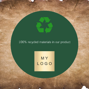 Green recyckling symbol product business logo classic round sticker
