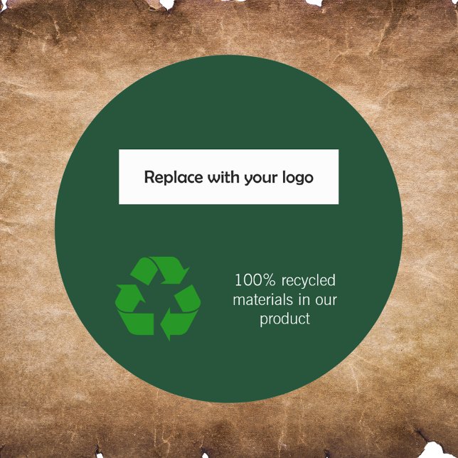 Green recyckling symbol product business logo classic round sticker (Creator Uploaded)