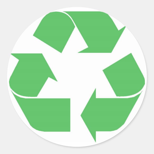 Green recycle classic round sticker (Front)