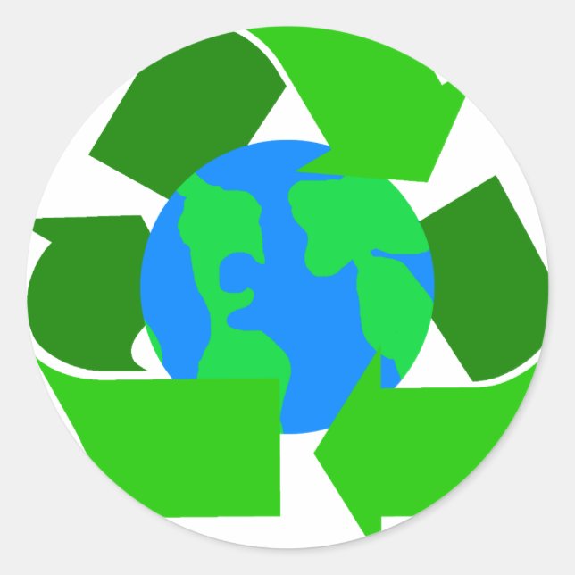 green recycle classic round sticker (Front)