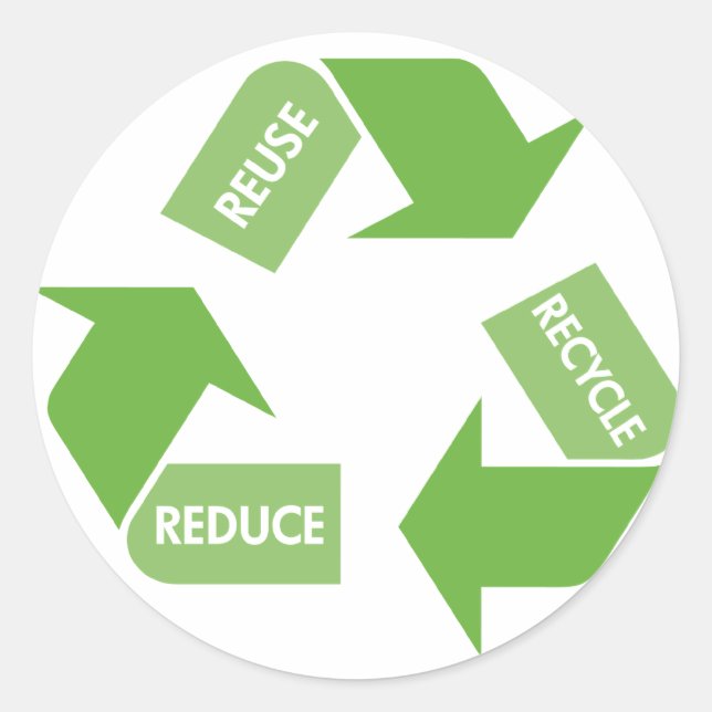 Green Recycle Reuse Reduce Classic Round Sticker (Front)