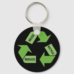 Green Recycle Reuse Reduce Key Ring