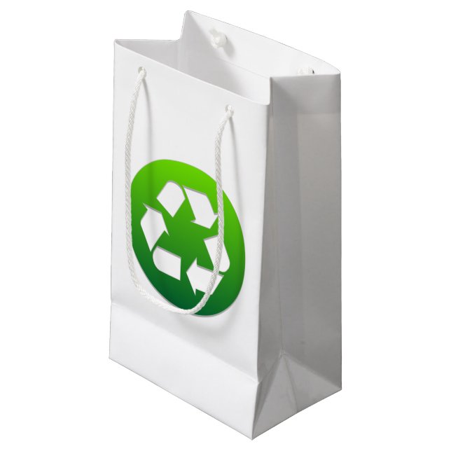 Green Recycle Sign Small Gift Bag (Front Angled)