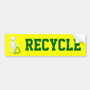 Green Recycle Symbol & Man Bumper Sticker