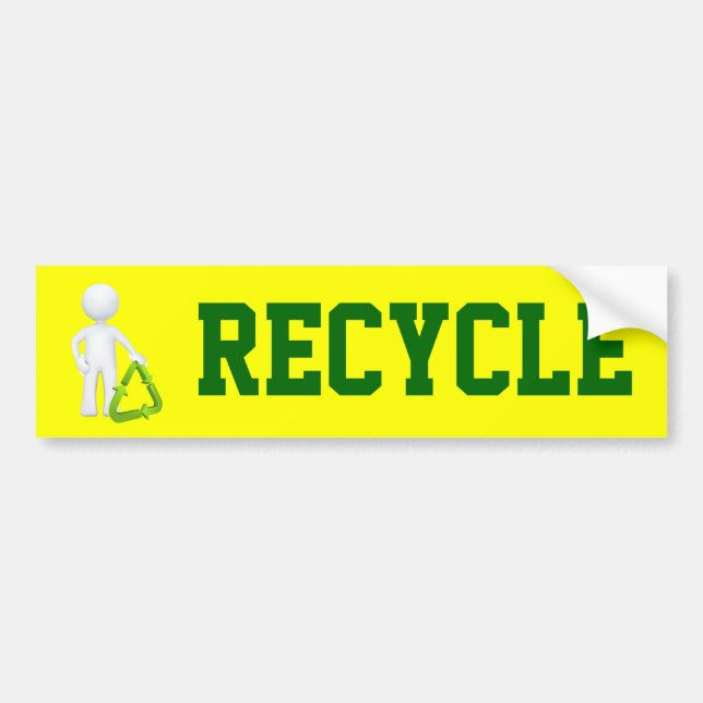 Green Recycle Symbol & Man Bumper Sticker (Front)