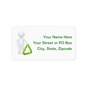Green Recycle Symbol & Man Label
