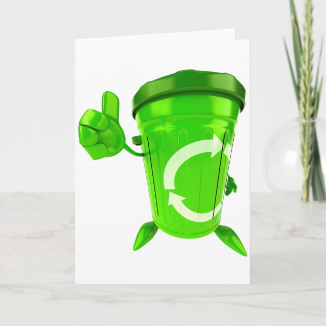Green Recycling Bin Greeting Cards (Front)