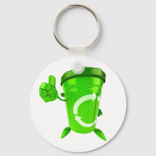 Green Recycling Bin Keychain