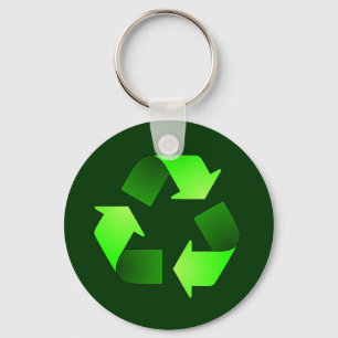 Green Recycling Symbol Keychain
