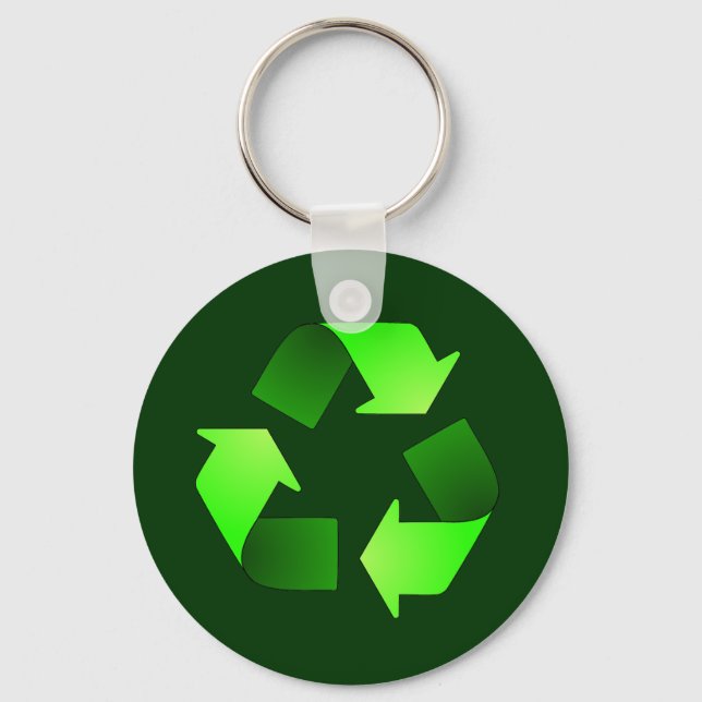 Green Recycling Symbol Keychain (Front)