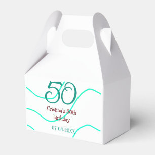 Green red 50 birthday anniversary add name date p favour box