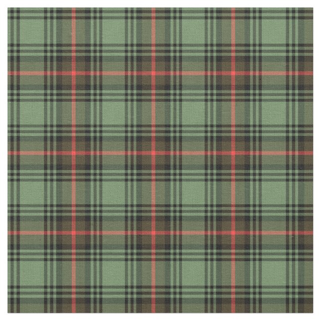 Green, Red and Black Vintage Plaid Fabric (Close Up)