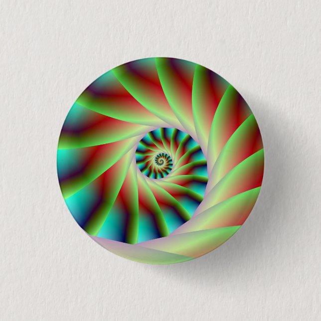 Green Red and Blue Spiral Steps Button (Front)