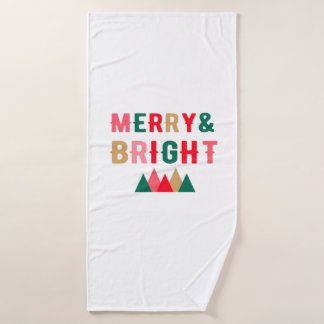 Green Red and Brown Bold Typography Bath Towel