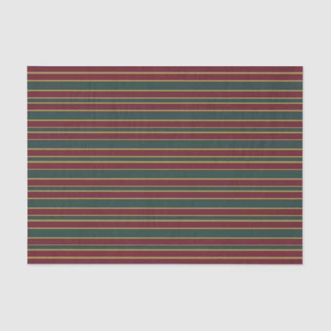 Green Red And Gold Christmas Candy Stripes Tissue Paper (Front)