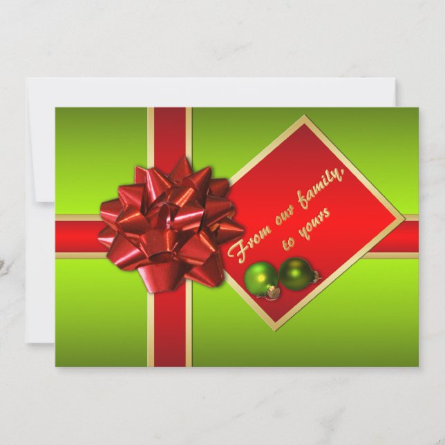 Green, Red, and Gold Christmas Photo Card (Front)