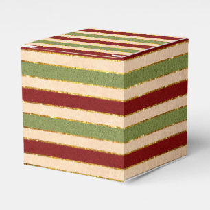 Green, Red and old Foil Striped Christmas Pattern Favour Box