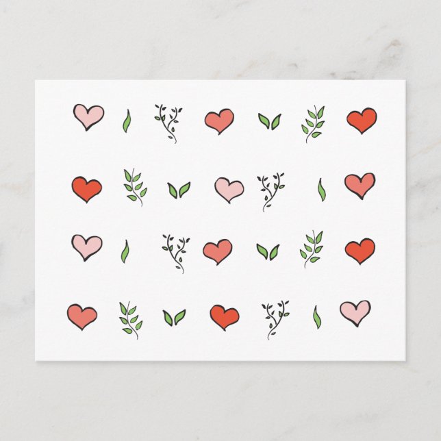 Green Red and Pink Botanical Heart Cards (Front)