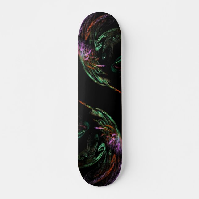 Green Red and Purple Swirl Skateboard Deck (Front)