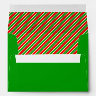 Green Red and White Christmas Stripes Envelope