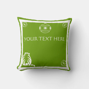 GREEN, RED AND WHITE  pillow cat ornament