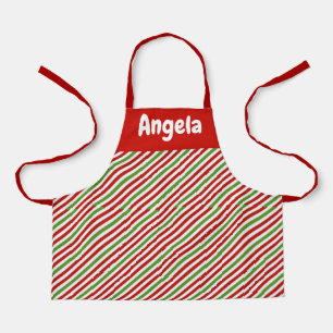 Green, red and white stripes apron