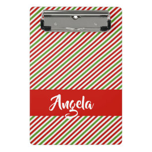 Green, red and white stripes mini clipboard