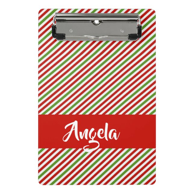 Green, red and white stripes mini clipboard (Front)