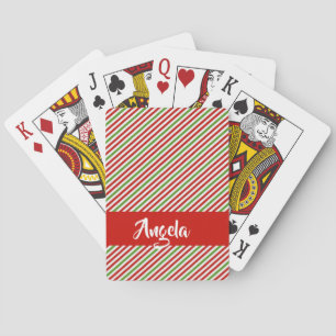 Green, red and white stripes playing cards