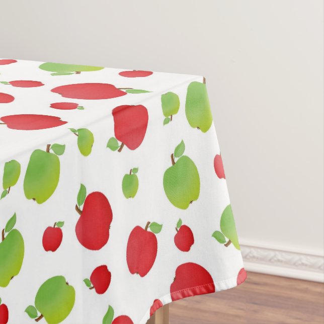 Green & Red Apple Print Tablecloth (In Situ)