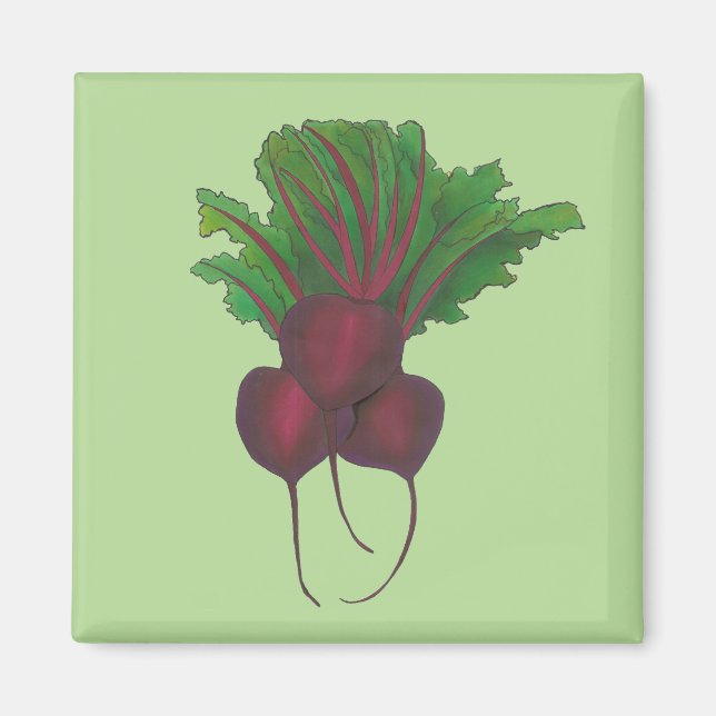 Green Red Beet Beetroot Vegetable Garden Kitchen Magnet (Front)