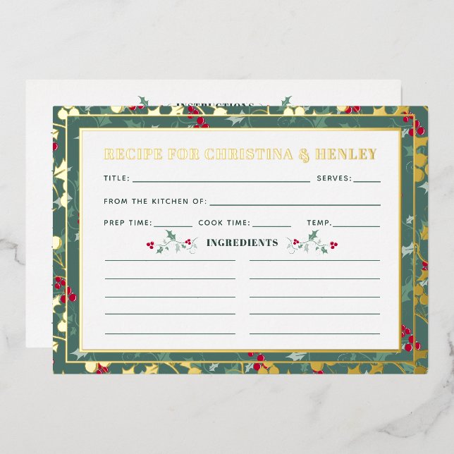 Green red berries seasonal recipe card v2 (Front/Back)