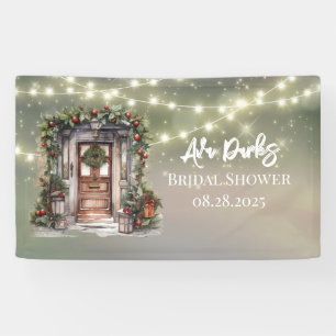 Green Red Berry Decorated Door Light Bridal Shower Banner