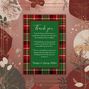 green red black scottish celtic tartan wedding thank you card