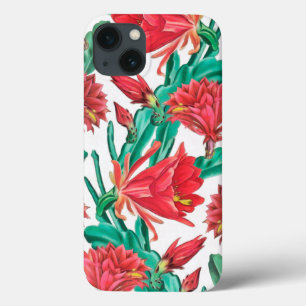 Green Red Blooming Cactus  iPhone 13 Case